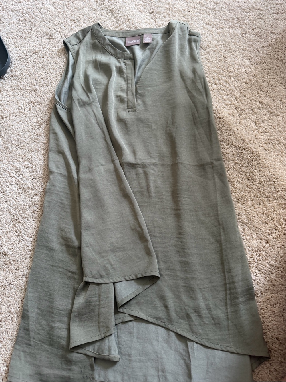 Chico's Olive Green High-Low Sleeveless Skirt